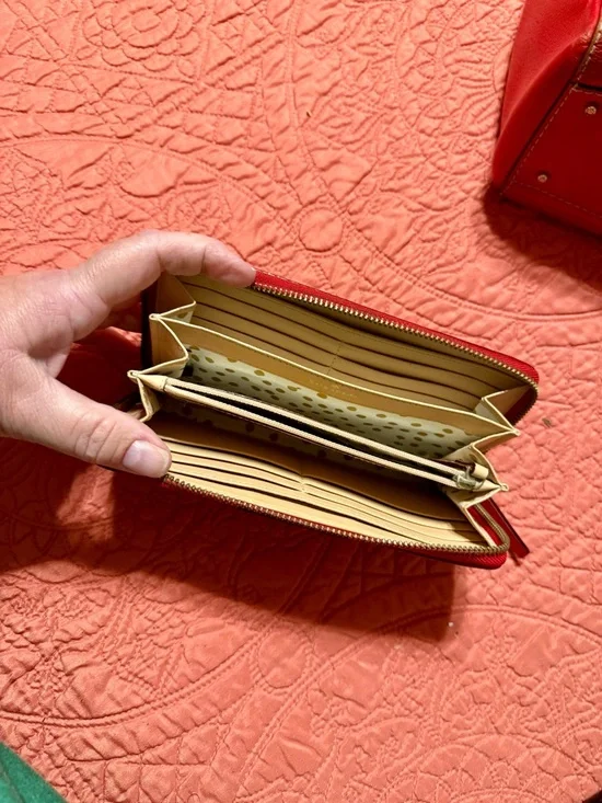 Kate Spade Red Leather Tote with matching wallet - Picture 5 of 8